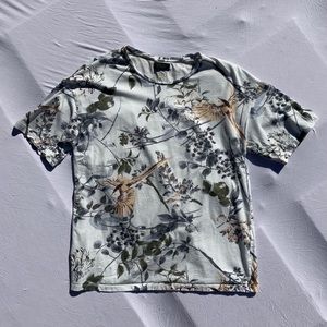 Zara men’s floral bird print tee shirt